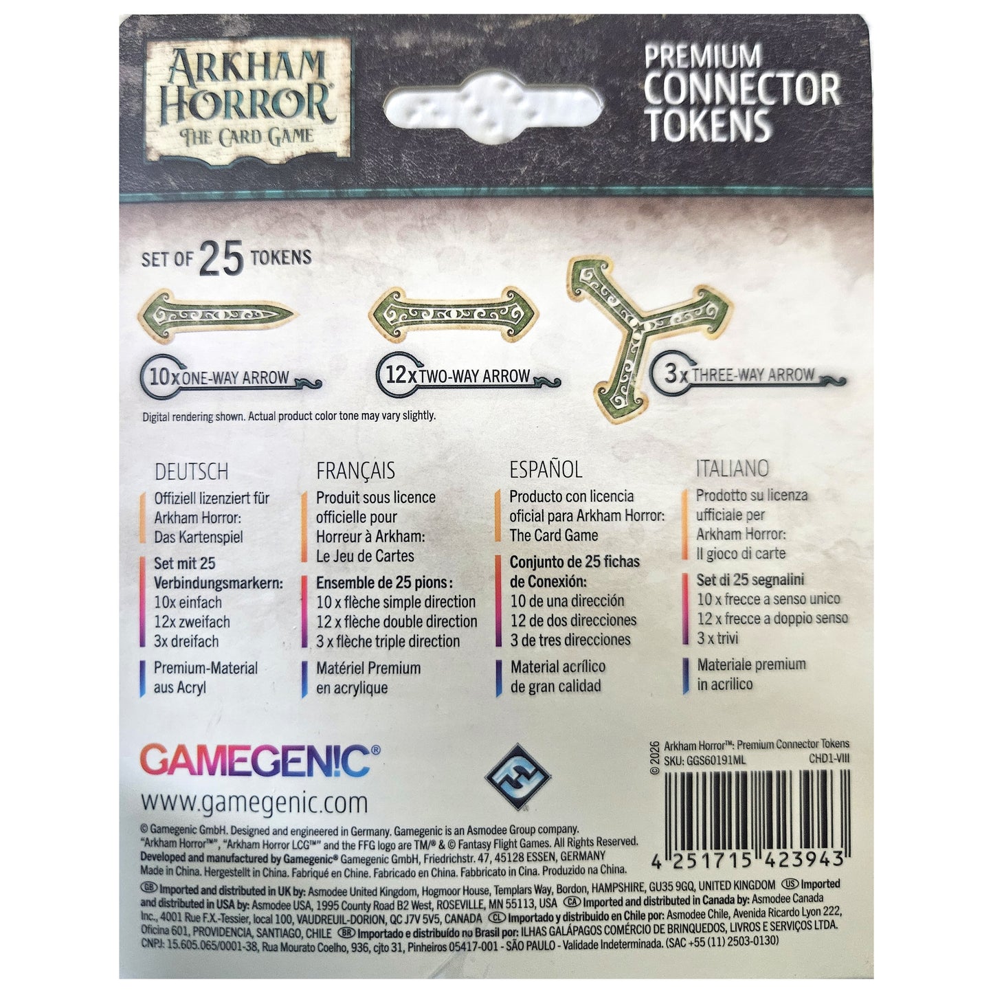 Arkham Horror LCG Das Kartenspiel: 25x Deluxe Acryl Connector Tokens, Gamegenic