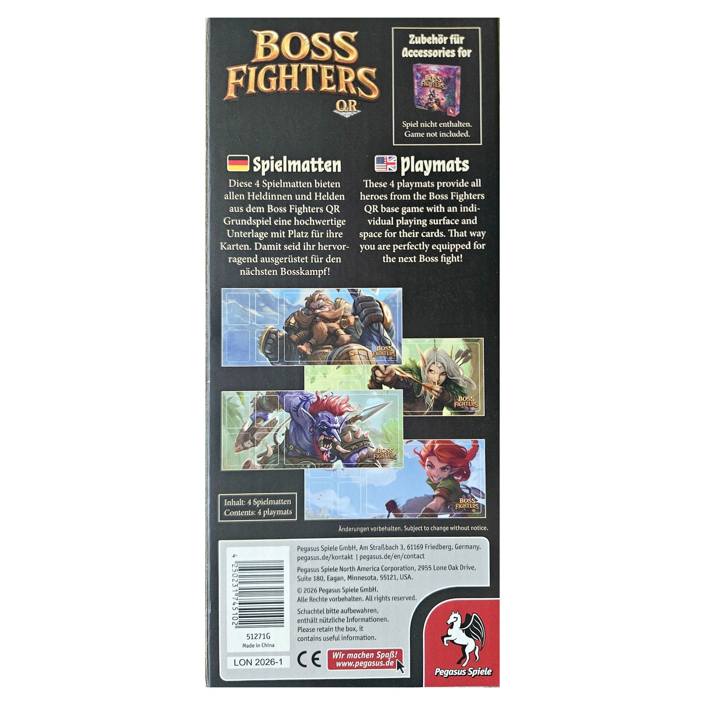 Boss Fighters QR: 4x Spielmatten/Playmats aus Neopren für Ork, Halbling, Zwerg, Elfe