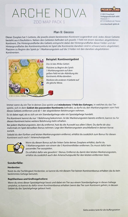 Arche Nova: Zoo Map Pack 1 & 2 (DE), Bundle, Brettspiel-Erweiterung, Feuerland