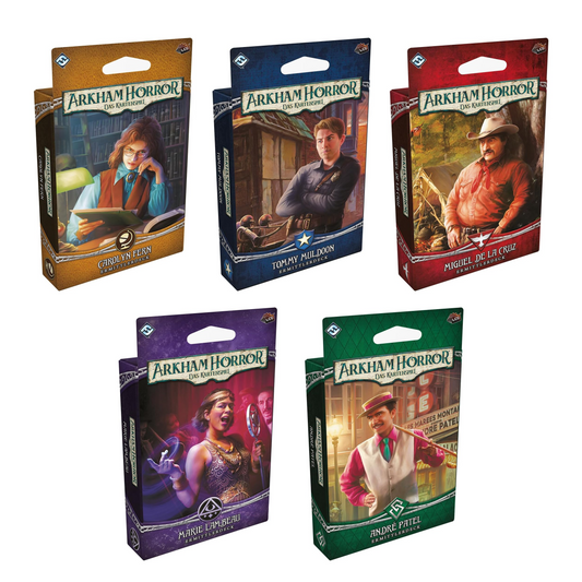 Arkham Horror LCG Das Kartenspiel: 5x spielfertige Ermittlerdecks, Erweiterungen