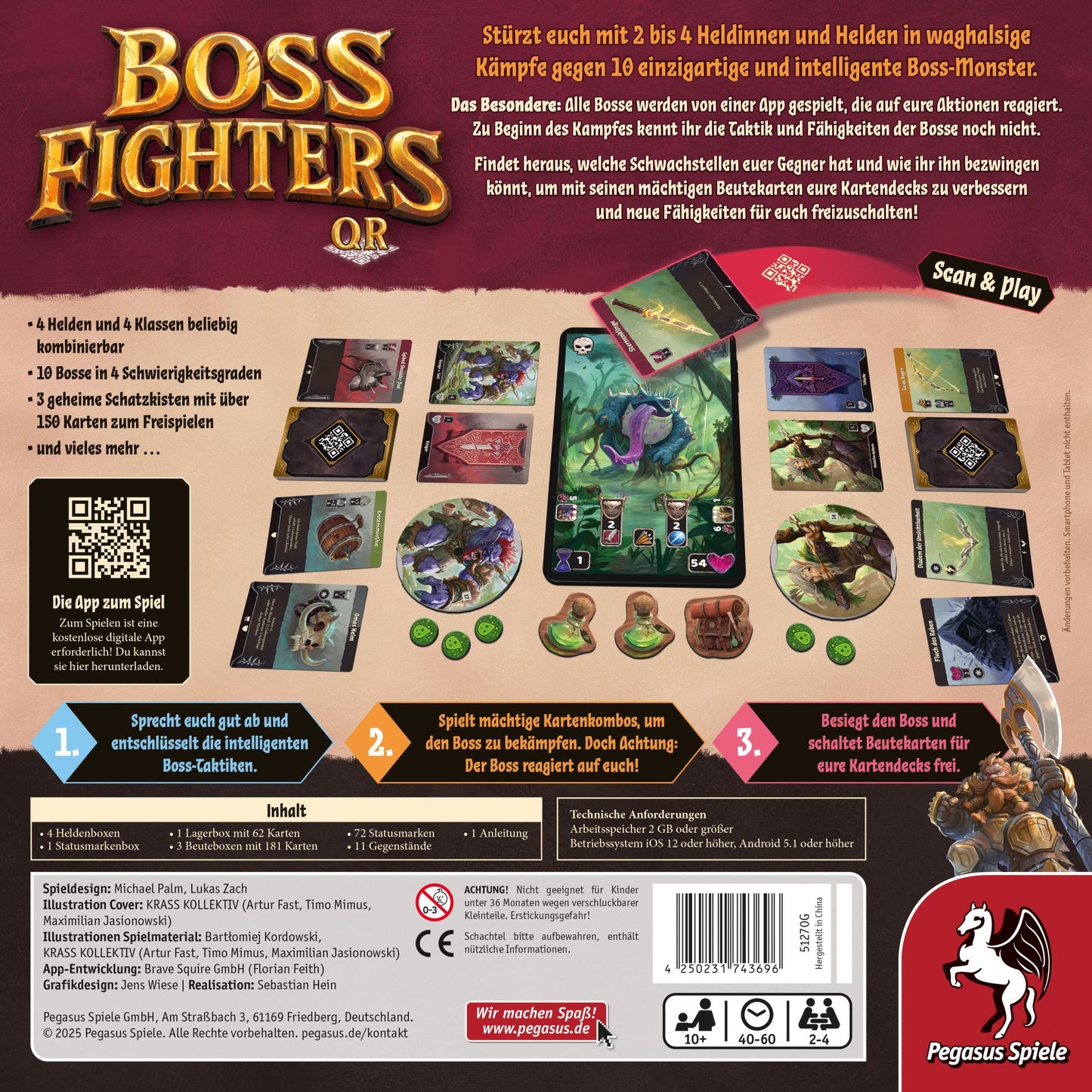 Boss Fighters QR, Deutsche Version, Pegasus Spiele, Rückseite