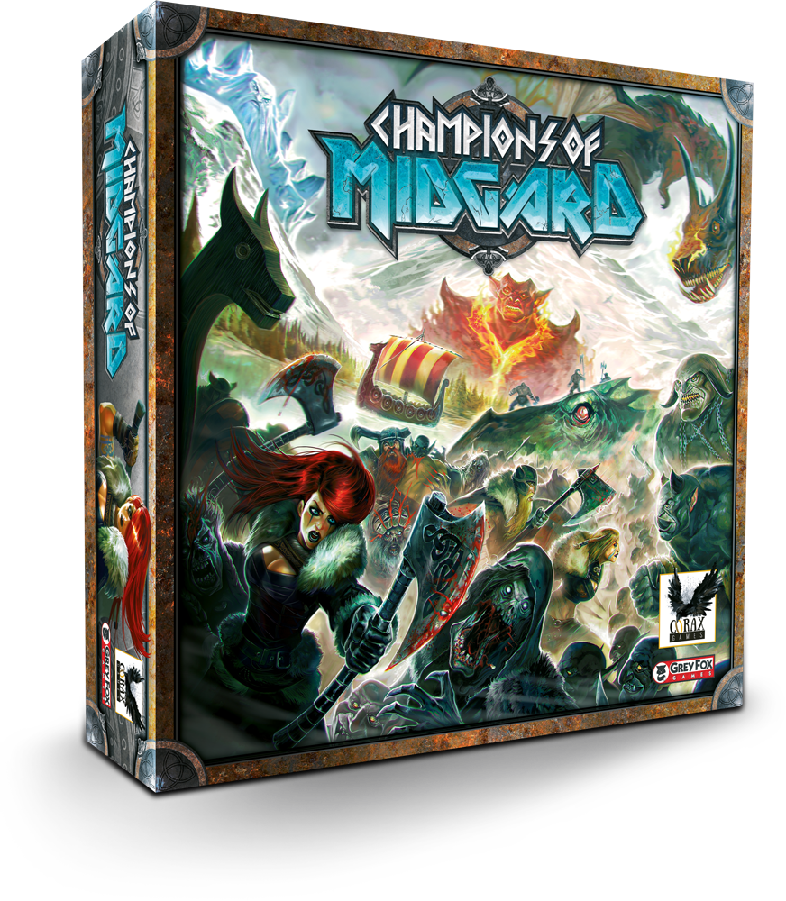 Champions of Midgard (DE) Grundspiel inkl. 3x Promo-Pakete, Brettspiel, Corax Games
