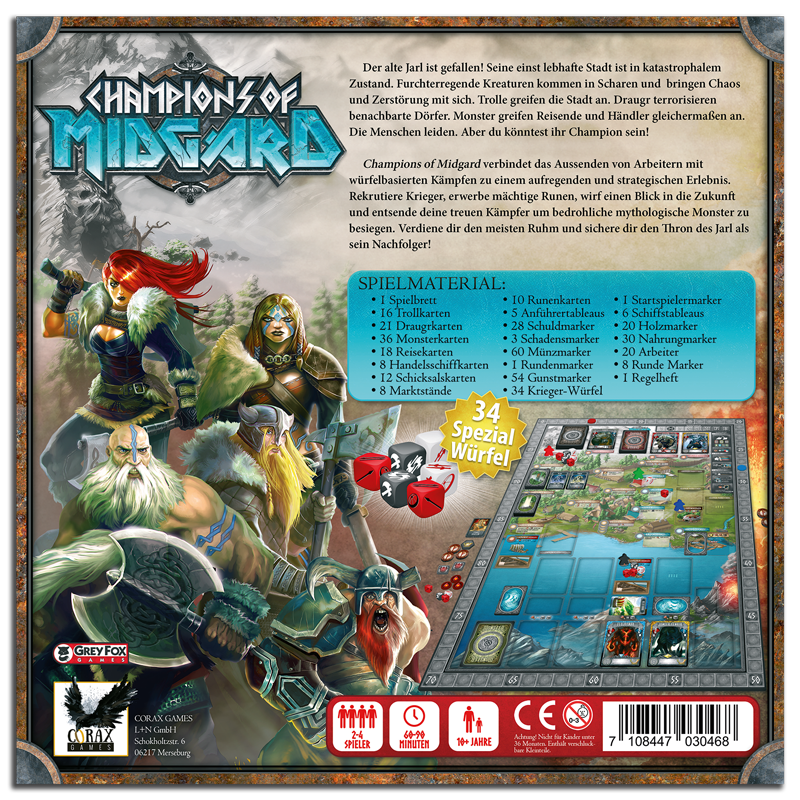Champions of Midgard (DE) Grundspiel inkl. 3x Promo-Pakete, Brettspiel, Corax Games