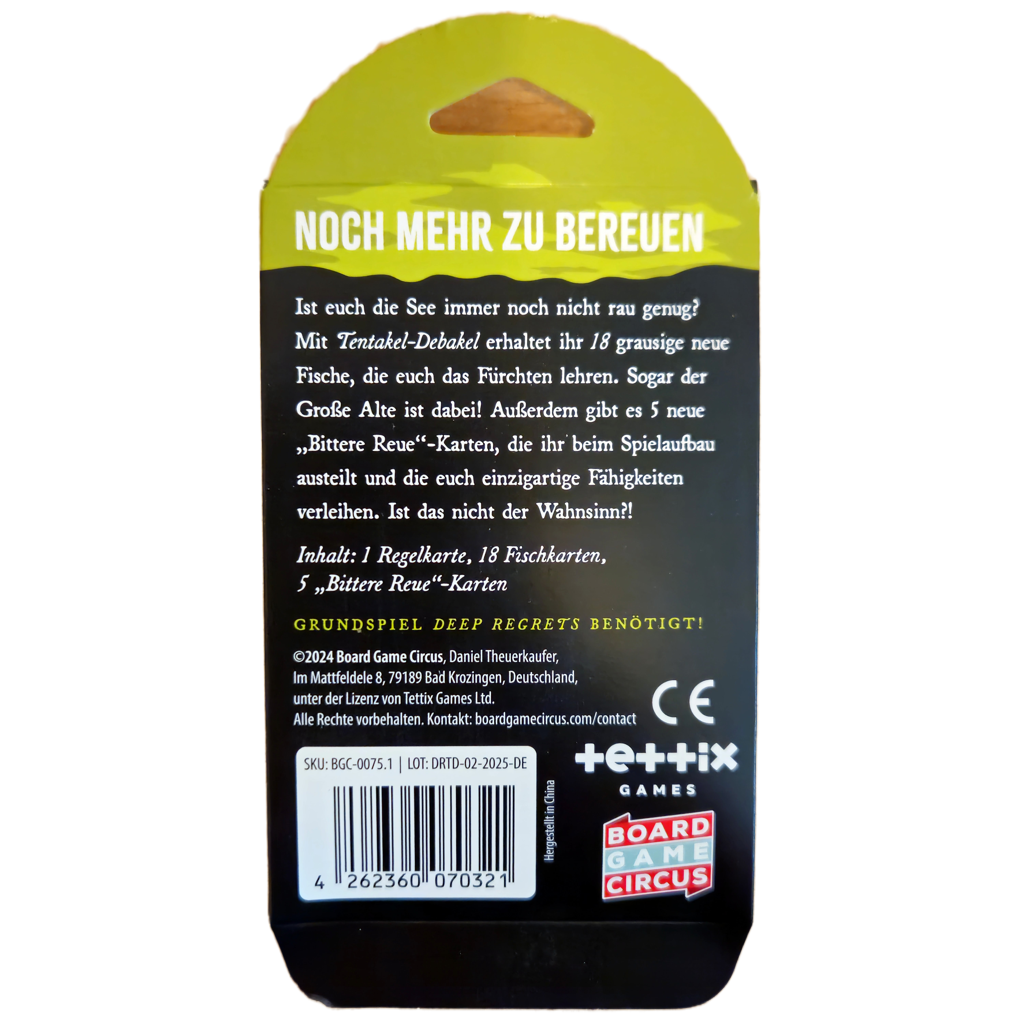 Deep Regrets: Tentakel Debakel-Erweiterung, Rückseite Packung