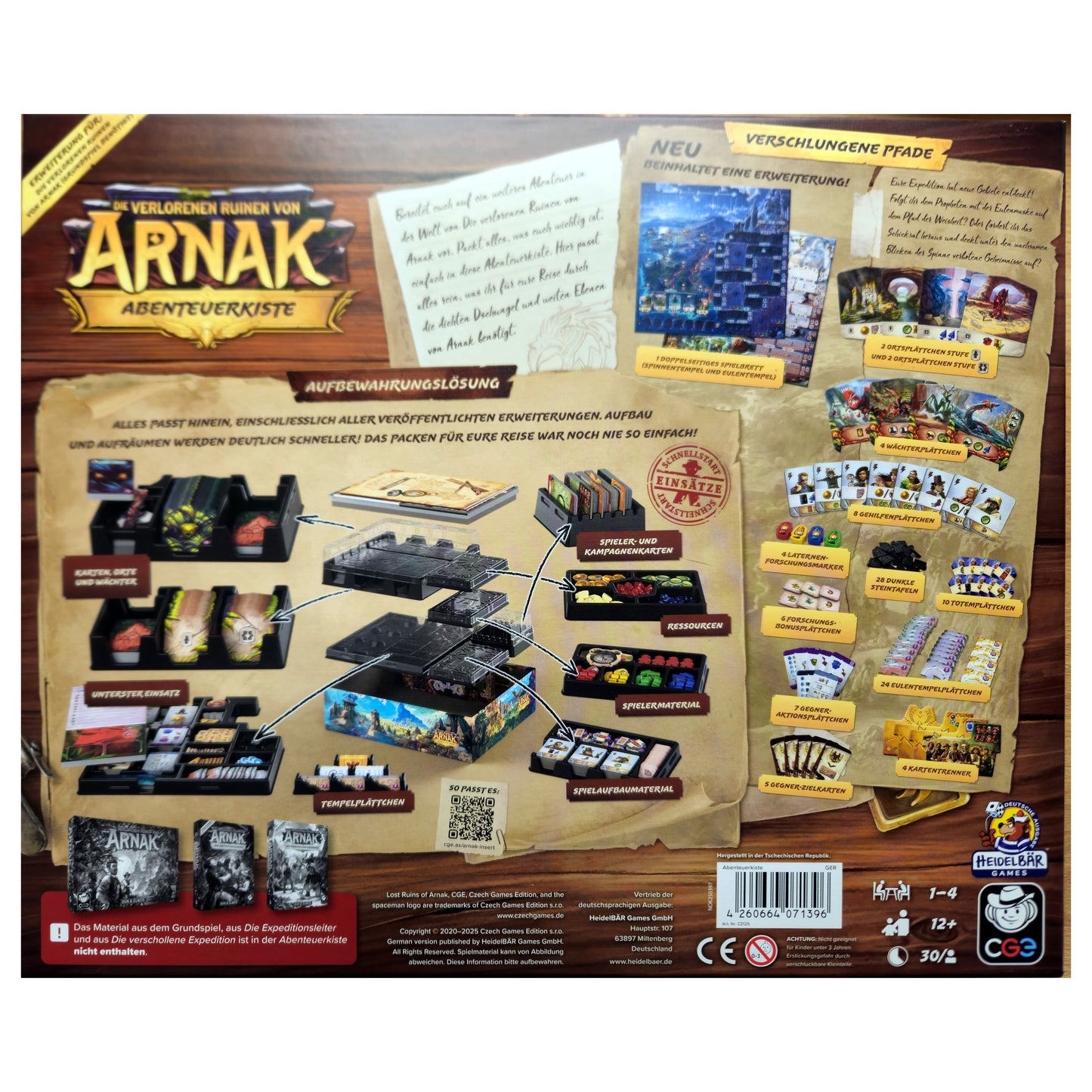 Die verlorenen Ruinen von Arnak - Abenteuerkiste,  Rückseite