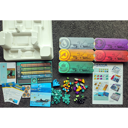 Endeavor die Tiefsee: Deluxe-Erweiteiterung, Insert und Übersicht Spielmaterial