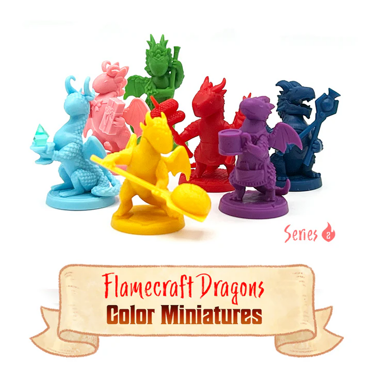 Flamecraft: Dragon Miniatures - Series 2, 7 Drachenfiguren, Deluxe-Erweiterung