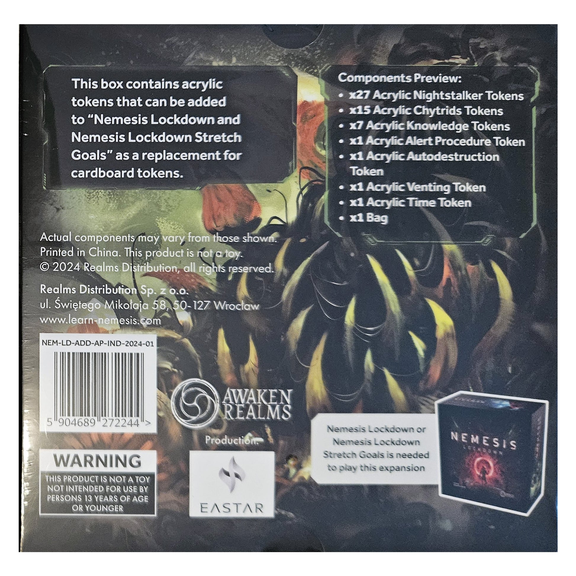 Nemesis Lockdown, Acrylic Pack, Rückseite