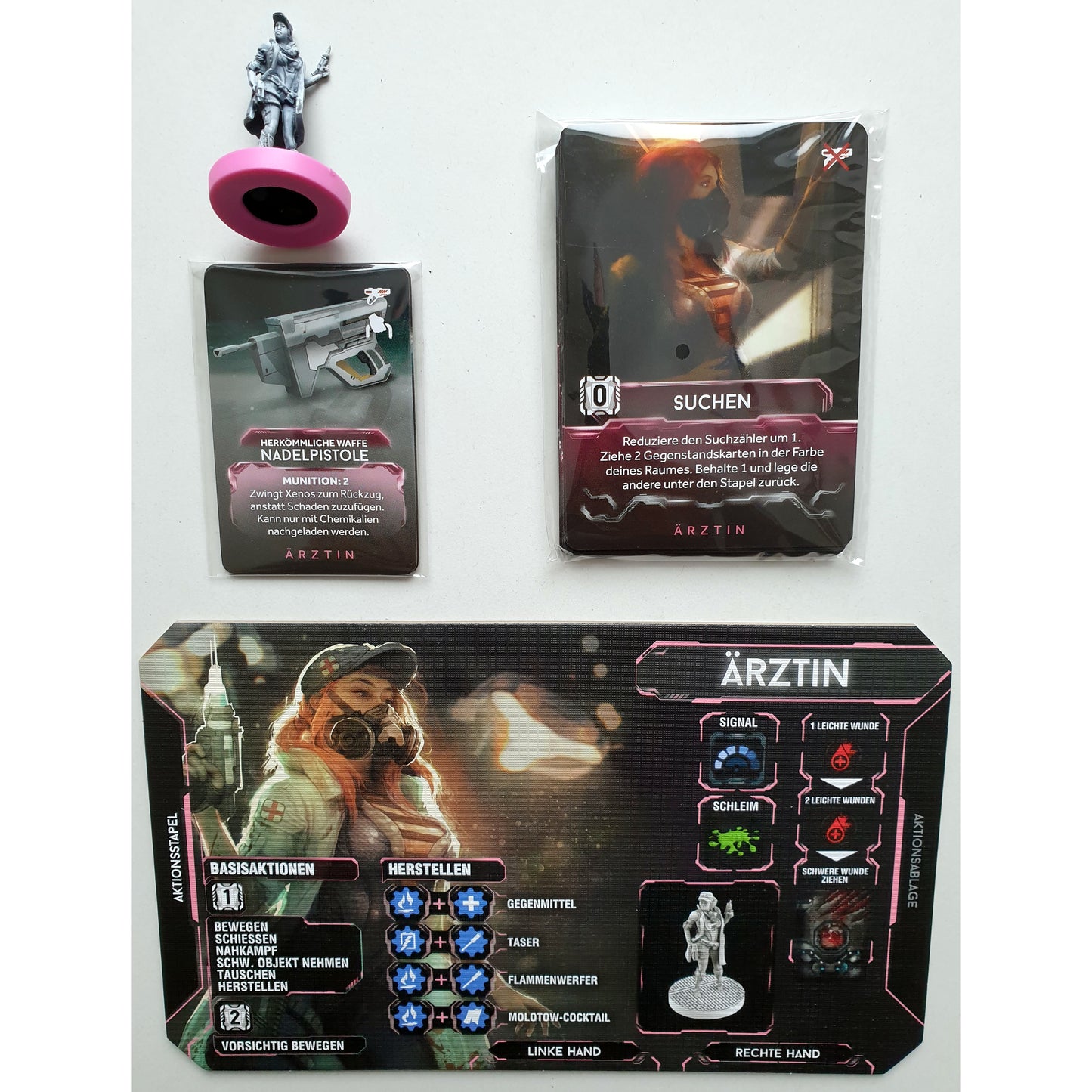Nemesis Medic Expansion Ärztin, mit Sundrop, Spielmaterial
