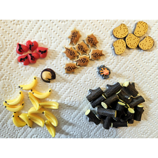 Robinson Crusoe: 49x Resin Ressourcenmarker/-Tokens, Deluxe-Erweiterung, Set