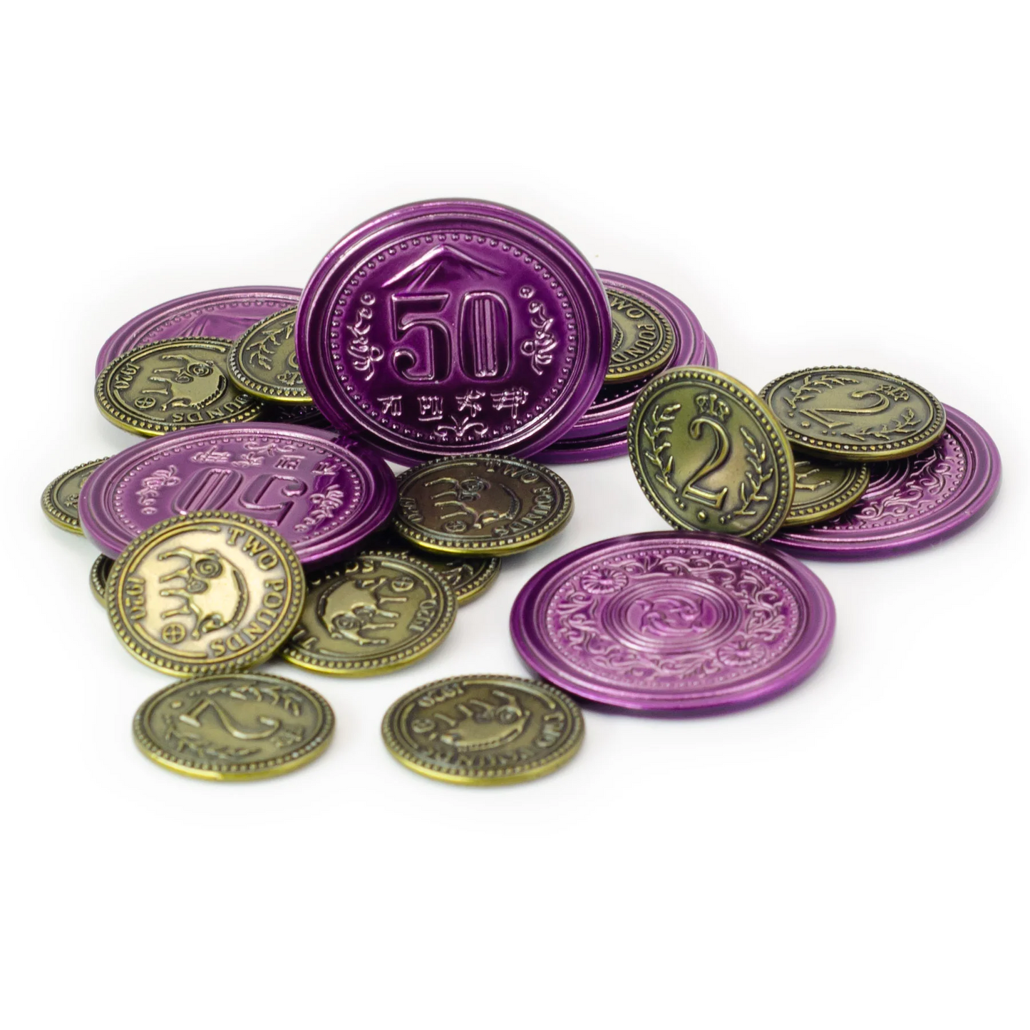 Metal Coins Set für Scythe & Expeditions, 15x $2 7x $50 Metallmünzen, Stonemaier