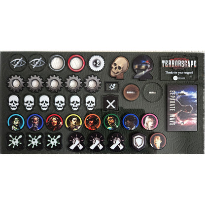 Terrorscape: Deluxe Acrylic Tokens Komplettset, Deluxe-Erweiterung für alle Erweiterungen, Tokens, Vorderseite