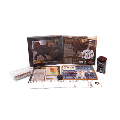 Too Many Bones: Riffle, the Enigma, Gearloc, Box&Spielmaterial