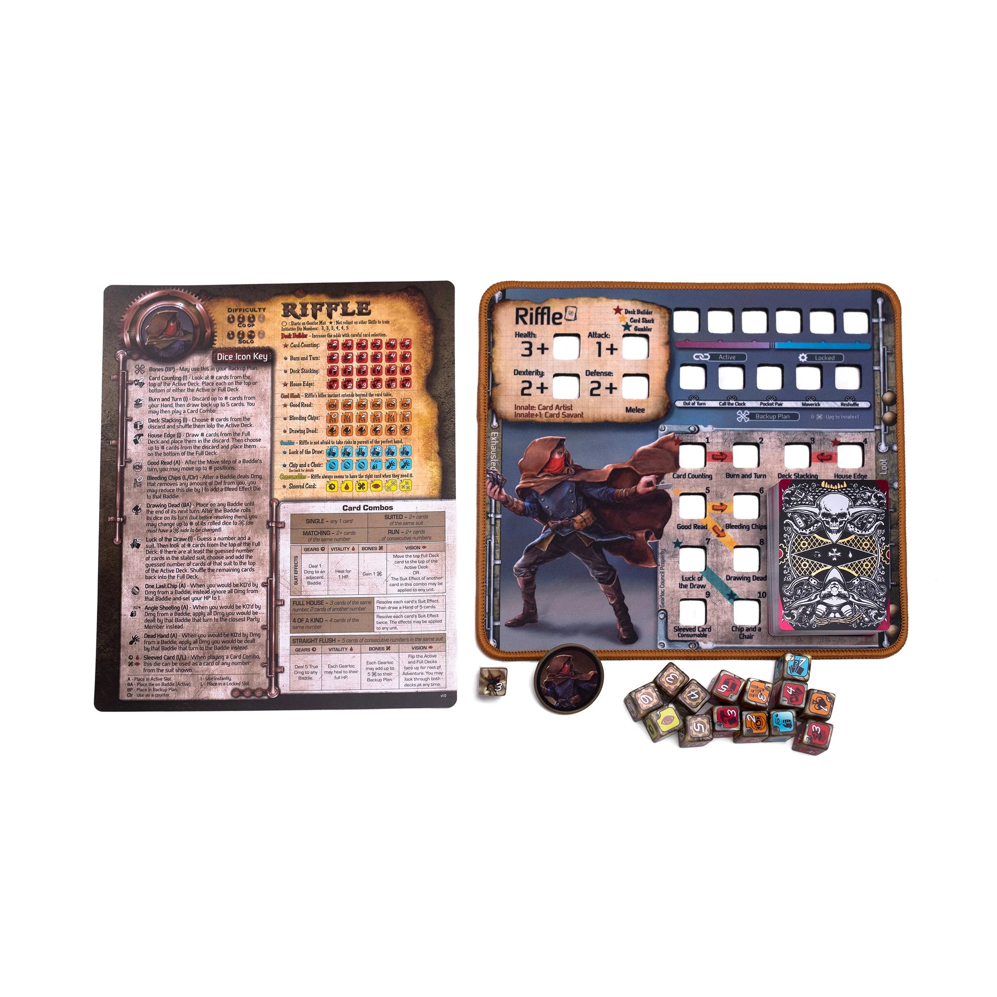 Too Many Bones: Riffle, the Enigma, Gearloc, Helpsheet & Playmat