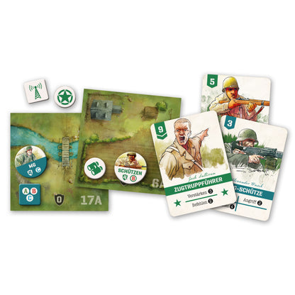 Undaunted: Normandie (DE), Brettspiel, Giant Roc, 2-Spieler-Deckbau-Kriegsspiel