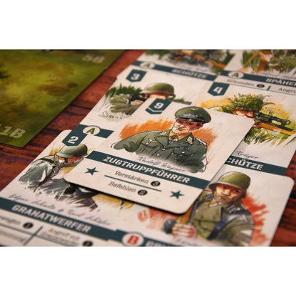 Undaunted: Normandie (DE), Brettspiel, Giant Roc, 2-Spieler-Deckbau-Kriegsspiel