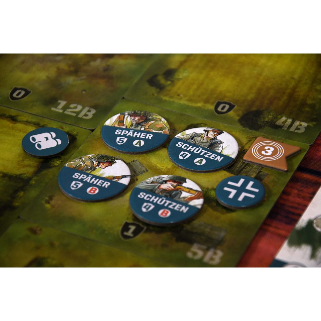Undaunted: Normandie (DE), Brettspiel, Giant Roc, 2-Spieler-Deckbau-Kriegsspiel
